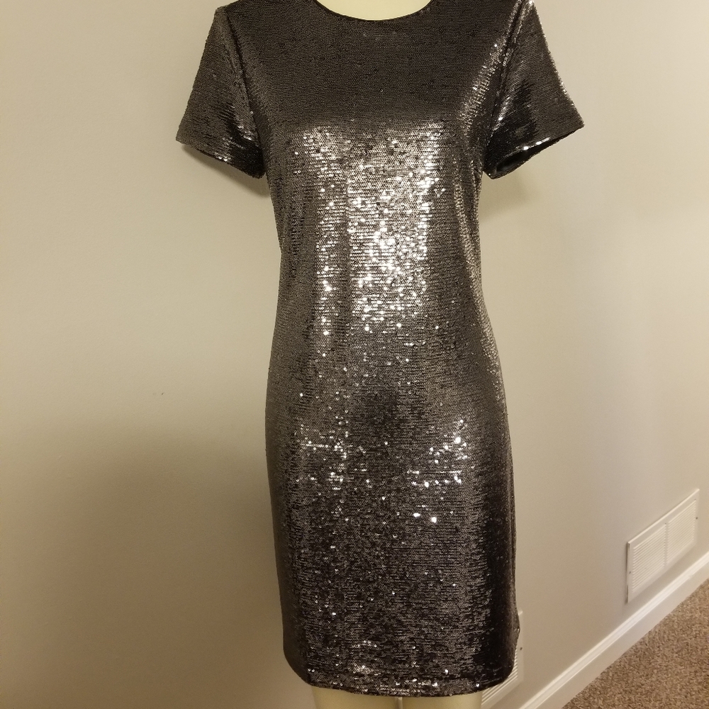 Women's Silver Sequin Shirtdress